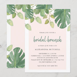 Tropische Blätter Blush und Green Bridal Brunch Einladung