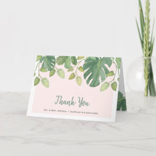 Tropische Blätter Blush und Green Vielen Dank Dankeskarte