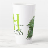 Tropische Blätter Boss Monogramm Latte-Tasse Milchtasse (Vorderseite)
