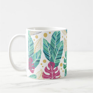 Tropische Blätter. Botanisches nahtloses Muster. V Kaffeetasse