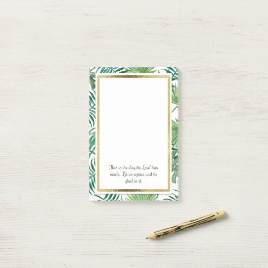 Tropische Blätter Christliche Bibelverse posten es Post-it Klebezettel (Auf Schreibtisch)