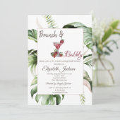 Tropische Blätter Cocktail Brunch & Bubbly Einladung (Stehend Vorderseite)