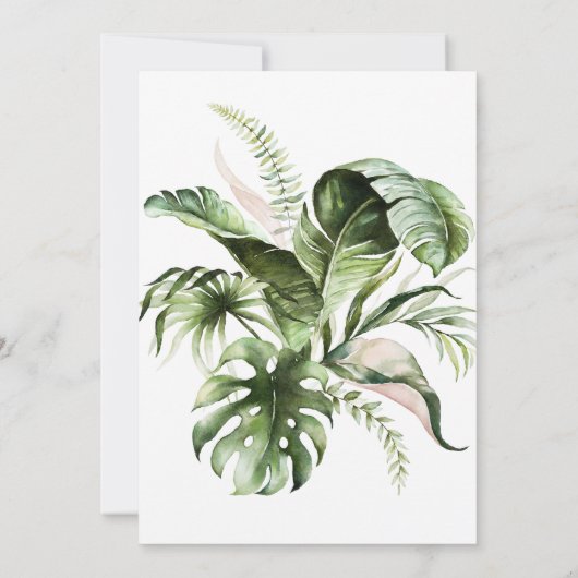 Tropische Blätter Cocktail Brunch & Bubbly Einladung (Rückseite)