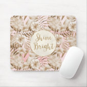 Tropische Blätter Cream Blush Gold Glitzer Shine Mousepad (Mit Mouse)