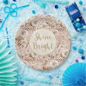 Tropische Blätter Cream Blush Gold Glitzer Shine Pappteller (Party)