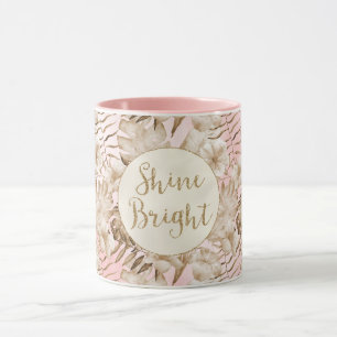Tropische Blätter Cream Blush Gold Glitzer Shine Tasse