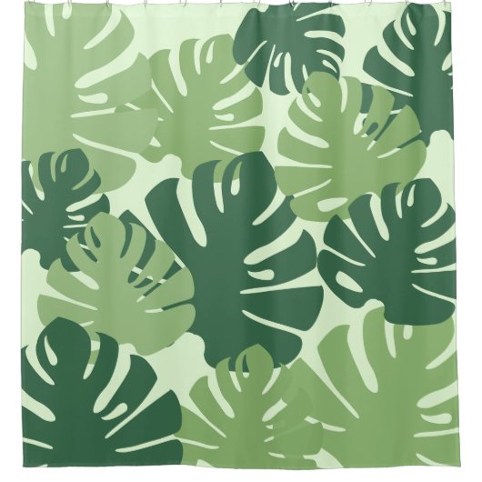 Tropische Blätter der Natur Monstera Muster Duschvorhang (Vorderseite)
