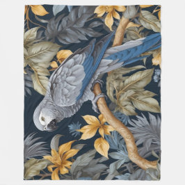 Tropische Blätter des Afrikanischen Grauen Papagei Fleecedecke