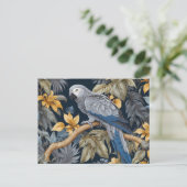 Tropische Blätter des Afrikanischen Grauen Papagei Postkarte (Stehend Vorderseite)