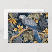 Tropische Blätter des Afrikanischen Grauen Papagei Postkarte (Vorne/Hinten)