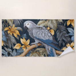 Tropische Blätter des Afrikanischen Grauen Papagei Strandtuch