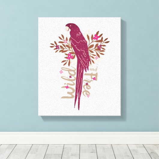 Tropische Blätter des Ara Parrot Leinwanddruck (Insitu (Holzboden))