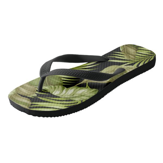 Tropische Blätter des Hawaiianischen Gartens| grün Badesandalen (Schrägansicht)