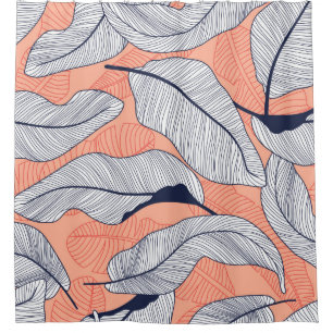 Tropische Blätter, Dschungel-Blätter nahtlos Vinta Duschvorhang