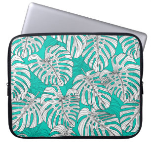 Tropische Blätter, Dschungel-Blätter nahtlos Vinta Laptopschutzhülle