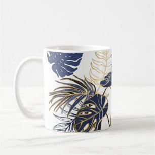 Tropische Blätter, Dschungel nahtlos Hintergrund. Kaffeetasse