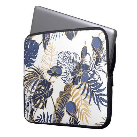 Tropische Blätter, Dschungel nahtlos Hintergrund. Laptopschutzhülle (Vorderseite Links)