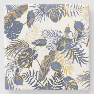 Tropische Blätter, Dschungel nahtlos Hintergrund. Steinuntersetzer