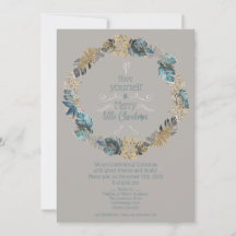 Tropische Blätter Dusty Blue Gold Weihnachts-Party