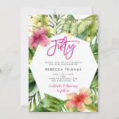 Tropische Blätter Einladung zum 50. Geburtstag (Vorderseite)