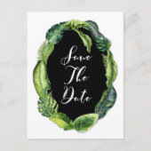 Tropische Blätter Elegante Hochzeiten Save the Dat Ankündigungspostkarte (Vorderseite)