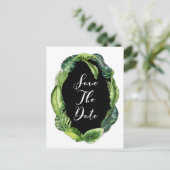 Tropische Blätter Elegante Hochzeiten Save the Dat Ankündigungspostkarte (Stehend Vorderseite)