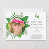 Tropische Blätter Erste Heilige Kommune Einladung (Vorderseite)