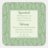 Tropische Blätter - Etikett für grüne Kerzen Quadratischer Aufkleber (Vorderseite)