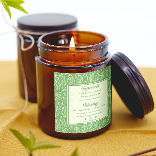 Tropische Blätter - Etikett für grüne Kerzen Quadratischer Aufkleber