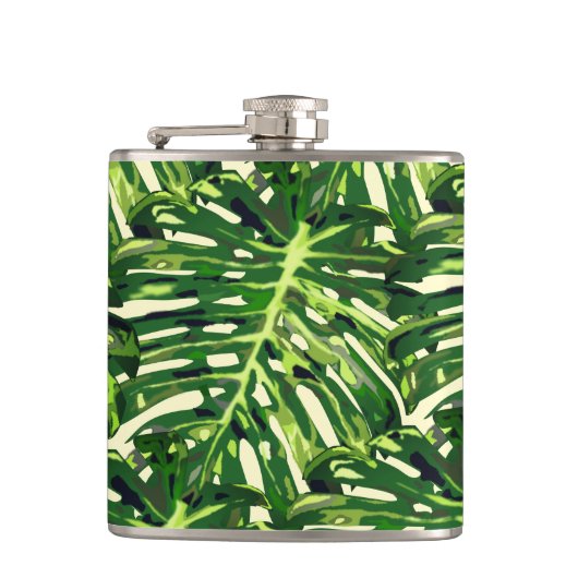 Tropische Blätter Flachmann (Vorderseite)