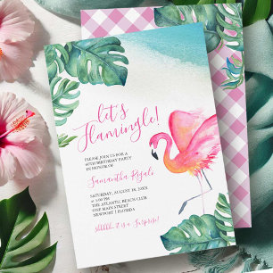 Tropische Blätter Flamingo 60. Geburtstagsfeier Einladung