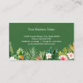 Tropische Blätter Flamingo geometrischer Rahmen Visitenkarte (Rückseite)