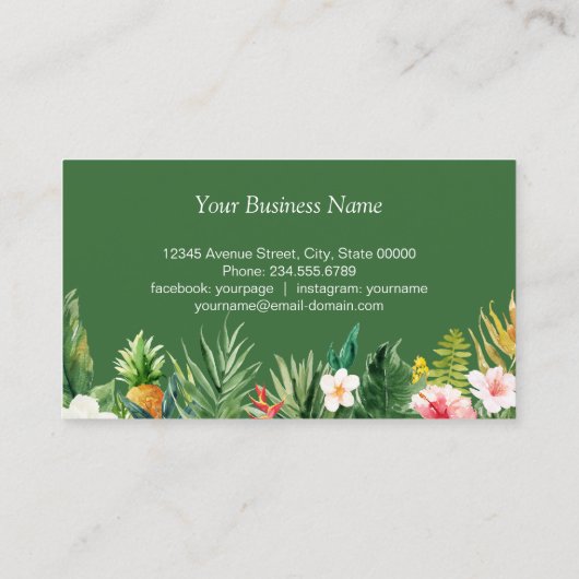 Tropische Blätter Flamingo geometrischer Rahmen Visitenkarte (Rückseite)