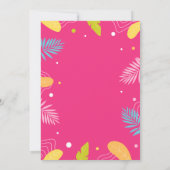 Tropische Blätter Flamingos Pink Sweet 16 Einladung (Rückseite)