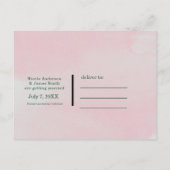 Tropische Blätter Flamingos Sommer Save the Date Ankündigungspostkarte (Rückseite)