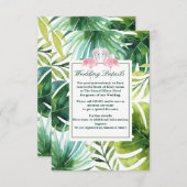 Tropische Blätter & Flamingos Sommerhochzeiten Det Begleitkarte (Vorne/Hinten)