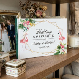 Tropische Blätter Flamingos Wedding Gästebuch
