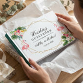 Tropische Blätter Flamingos Wedding Gästebuch