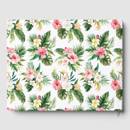 Tropische Blätter Flamingos Wedding Gästebuch (Rückseite)