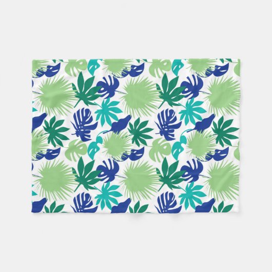 Tropische Blätter Fleecedecke (Vorderseite (Horizontal))