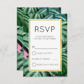 Tropische Blätter Foliage Green & Lush Einfache UA RSVP Karte (Vorne/Hinten)