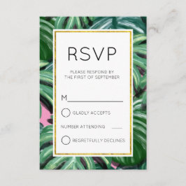 Tropische Blätter Foliage Green & Lush Einfache UA RSVP Karte