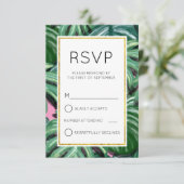 Tropische Blätter Foliage Green & Lush Einfache UA RSVP Karte (Stehend Vorderseite)