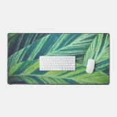Tropische Blätter Foto Grüngestripptes tropisches  Schreibtischunterlage (Tastatur & Maus)