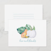 Tropische Blätter, Fox & Pumpkin Dankeschön-Karte Dankeskarte (Vorne/Hinten)