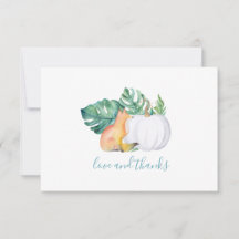 Tropische Blätter, Fox & Pumpkin Dankeschön-Karte
