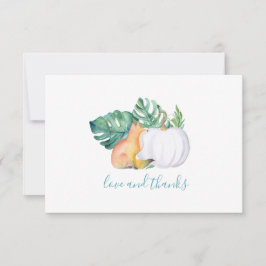 Tropische Blätter, Fox & Pumpkin Dankeschön-Karte Dankeskarte