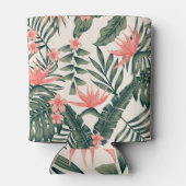 Tropische Blätter, fröhliche Strandtapete. Dosenkühler (Rückseite)