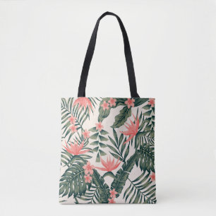 Tropische Blätter, fröhliche Strandtapete. Tasche