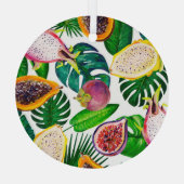 Tropische Blätter, Früchte, gouache nahtlos. Ornament Aus Glas (Rückseite)